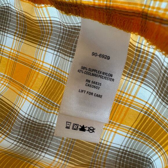 Cabelas Size XL Shirt Orange Plaid Button Up‎ Cool Max Fishing Outdoors Hiking - Picture 4 of 4